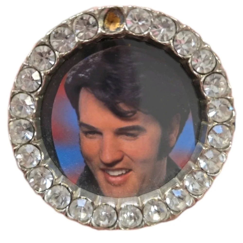Vintage Elvis Presley Mini Frame Photo Jeweled Embellished 2 1/4